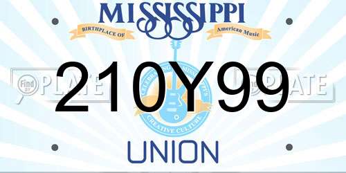 210Y99 Mississippi License Plate