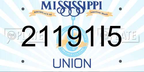 21191I5 Mississippi License Plate