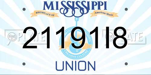 21191I8 Mississippi License Plate