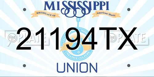 21194TX Mississippi License Plate