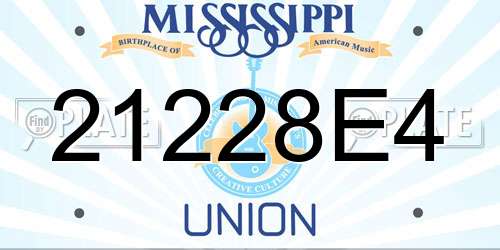 21228E4 Mississippi License Plate