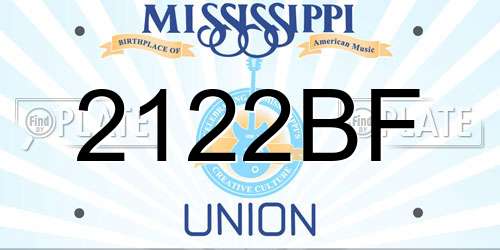 2122BF Mississippi License Plate