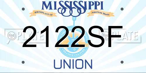 2122SF Mississippi License Plate