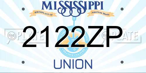 2122ZP Mississippi License Plate