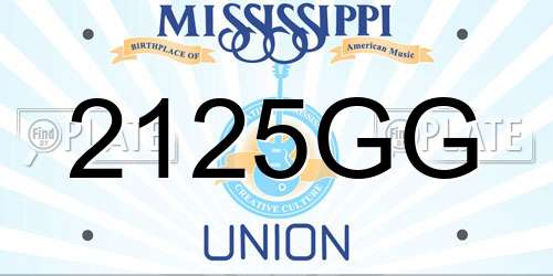 2125GG Mississippi License Plate