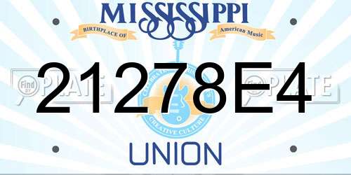 21278E4 Mississippi License Plate