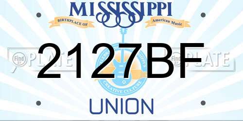 2127BF Mississippi License Plate