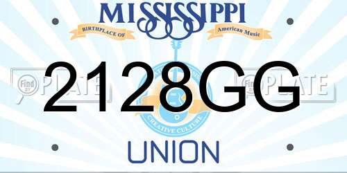 2128GG Mississippi License Plate