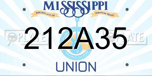 212A35 Mississippi License Plate