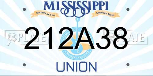 212A38 Mississippi License Plate