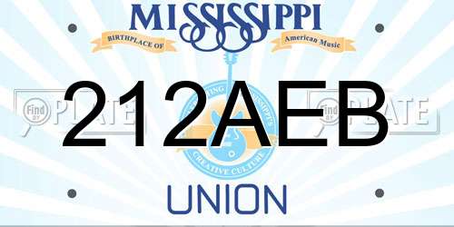 212AEB Mississippi License Plate
