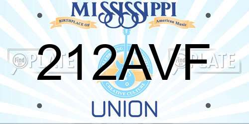 212AVF Mississippi License Plate