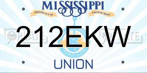 212EKW Mississippi License Plate