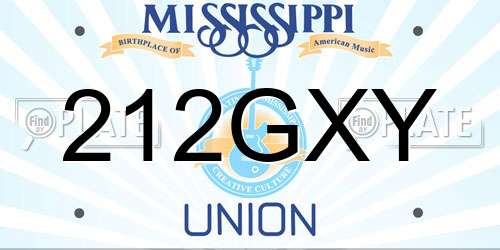 212GXY Mississippi License Plate