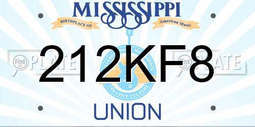212KF8 Mississippi License Plate