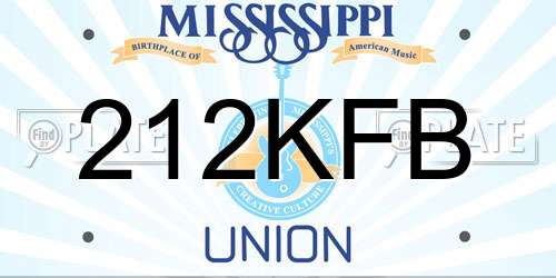 212KFB Mississippi License Plate