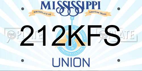 212KFS Mississippi License Plate