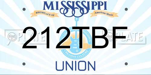 212TBF Mississippi License Plate