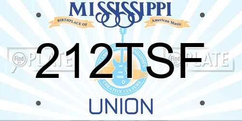 212TSF Mississippi License Plate