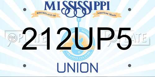 212UP5 Mississippi License Plate