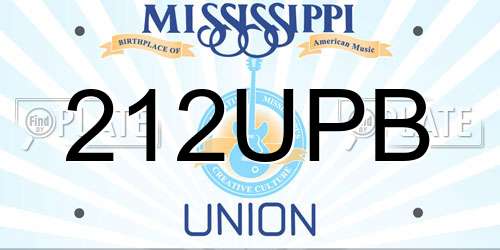 212UPB Mississippi License Plate