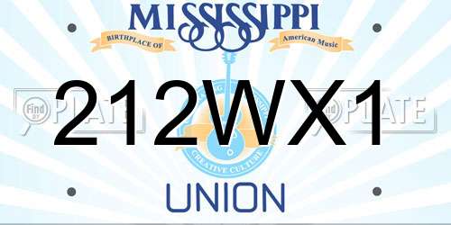 212WX1 Mississippi License Plate