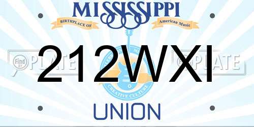 212WXI Mississippi License Plate
