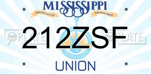 212ZSF Mississippi License Plate