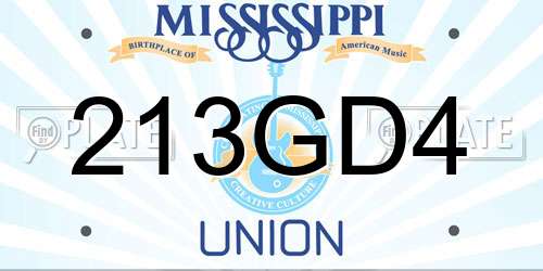 213GD4 Mississippi License Plate