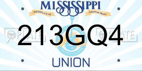213GQ4 Mississippi License Plate