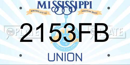 2153FB Mississippi License Plate