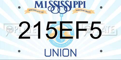 215EF5 Mississippi License Plate