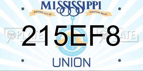 215EF8 Mississippi License Plate