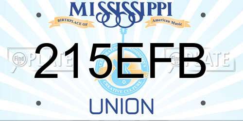 215EFB Mississippi License Plate