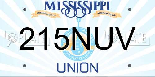 215NUV Mississippi License Plate