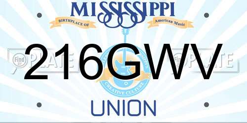 216GWV Mississippi License Plate