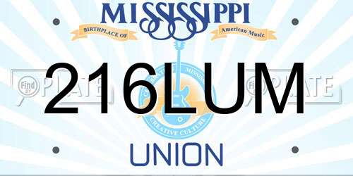 216LUM Mississippi License Plate