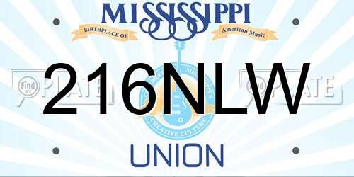 216NLW Mississippi License Plate