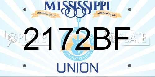 2172BF Mississippi License Plate