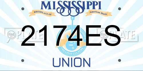 2174ES Mississippi License Plate