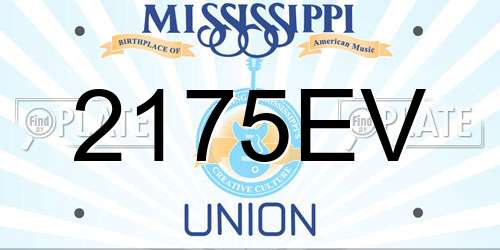 2175EV Mississippi License Plate