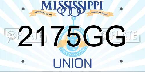 2175GG Mississippi License Plate