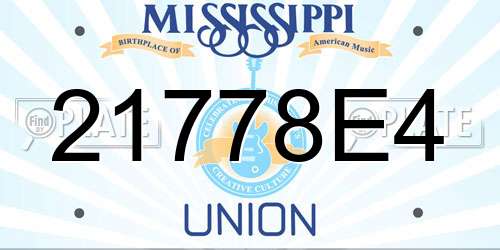 21778E4 Mississippi License Plate
