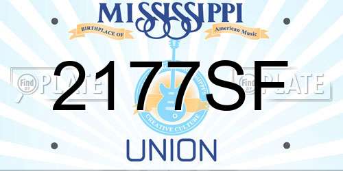 2177SF Mississippi License Plate