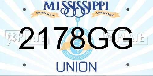 2178GG Mississippi License Plate