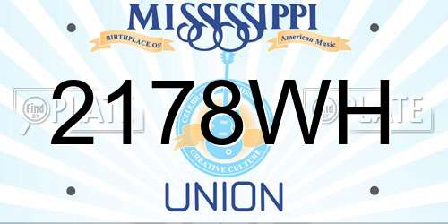 2178WH Mississippi License Plate