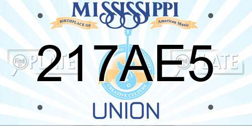 217AE5 Mississippi License Plate