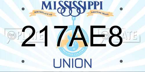 217AE8 Mississippi License Plate