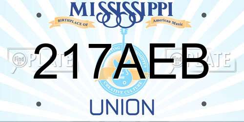 217AEB Mississippi License Plate