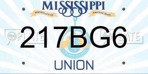 217BG6 Mississippi License Plate
